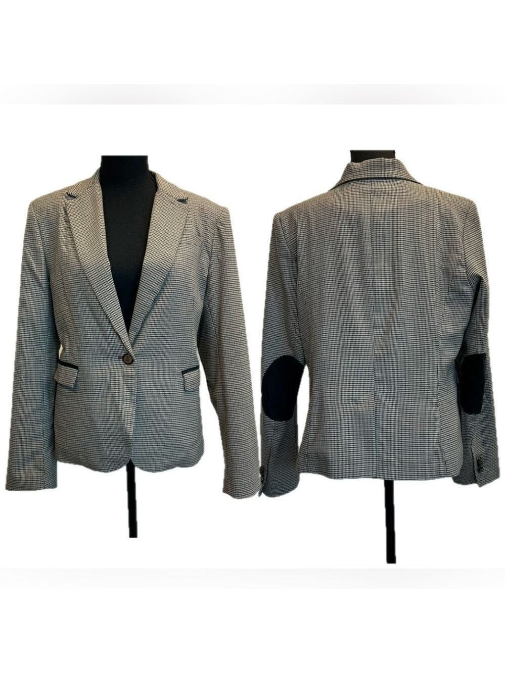 British Khaki Houndstooth equestrian style riding jacket blazer single breasted